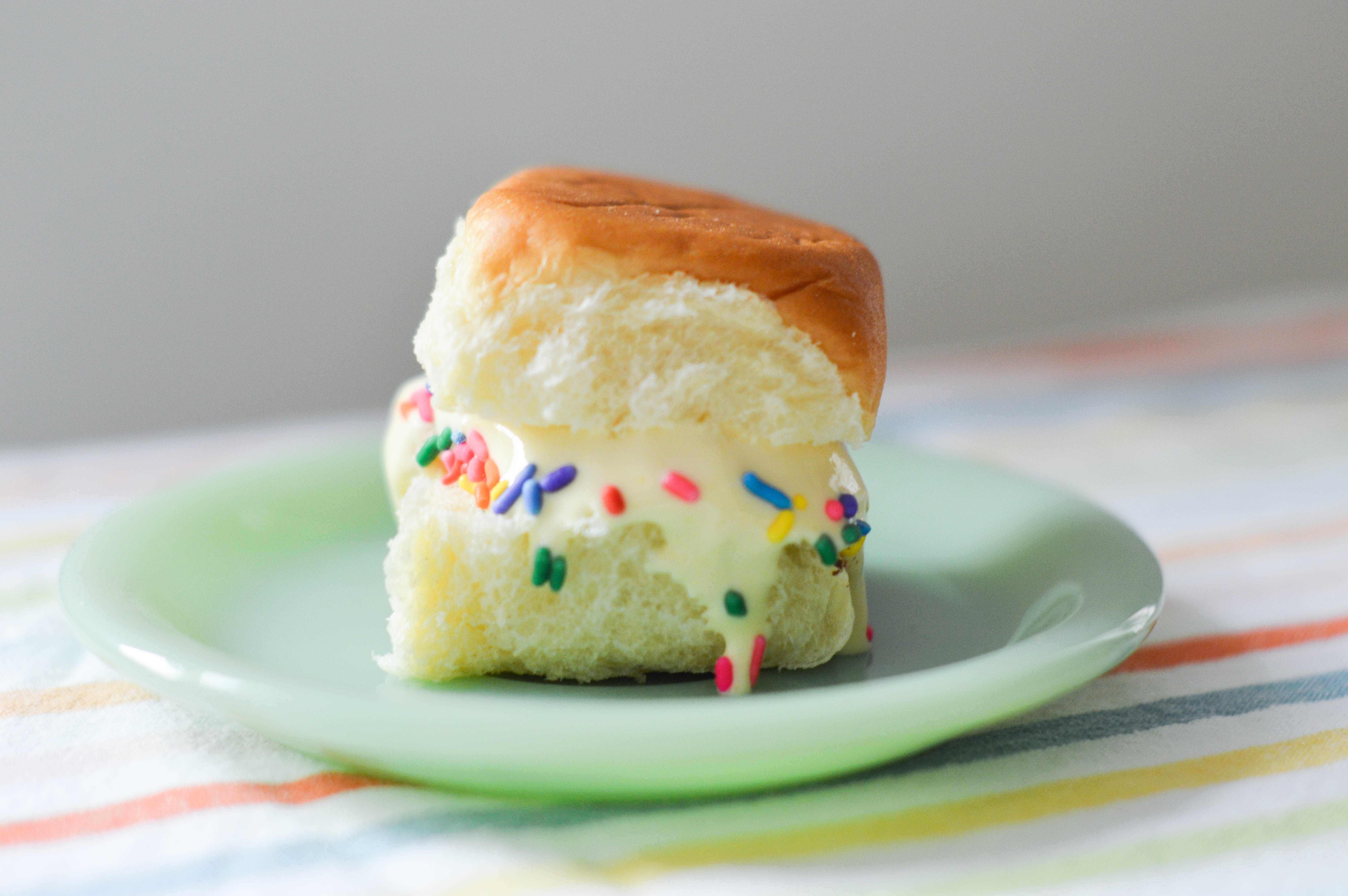 Mango Ice Cream Sandwich on a Hawaiian Roll