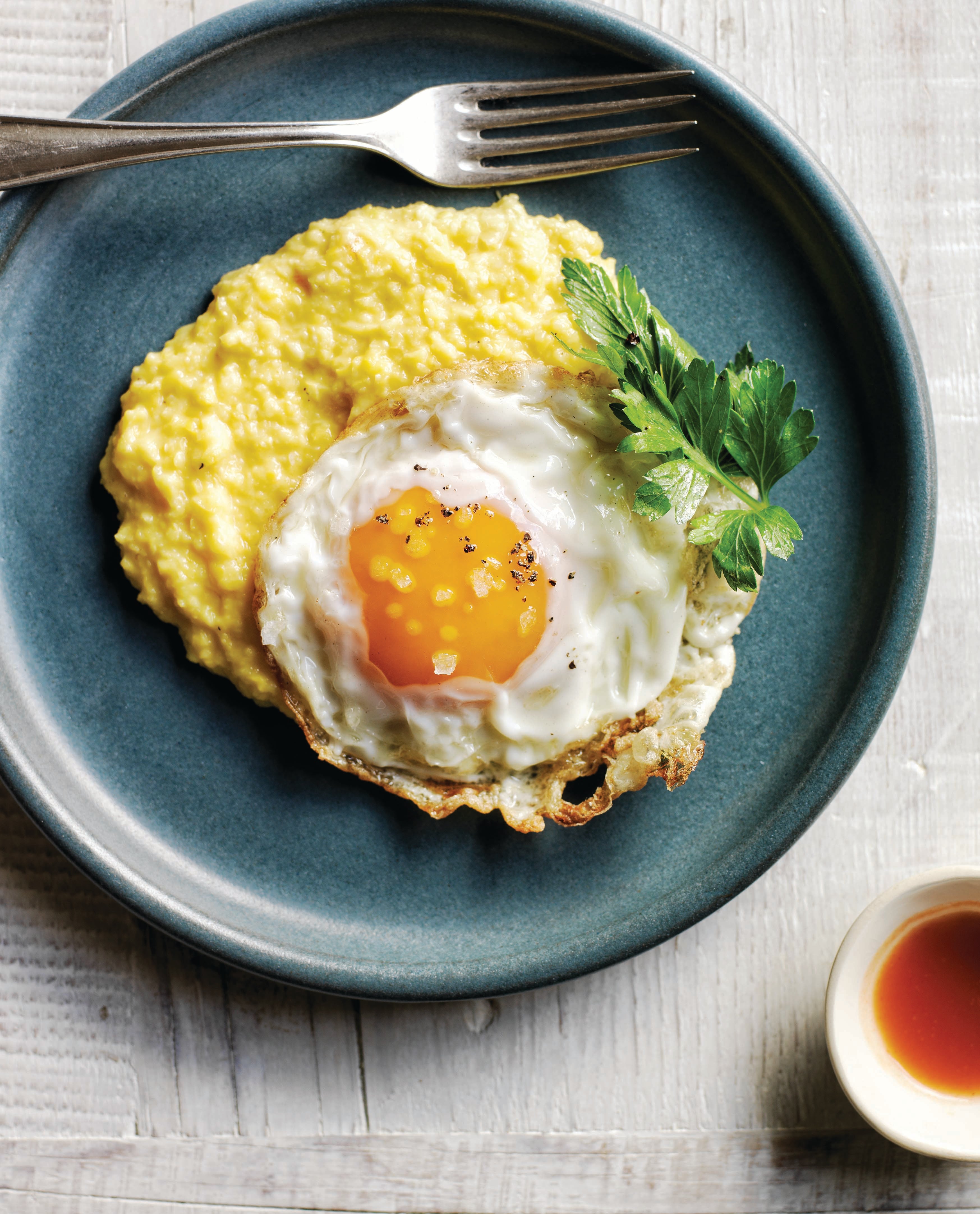 Naomi Pomeroy's Crispy Fried Egg with Fresh Corn Polenta TASTE